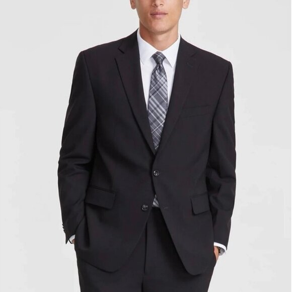 Perry Ellis Portfolio Slim Fit Black Wool Blend Blazer Suit Jacket Men’s 42R - Picture 1 of 8